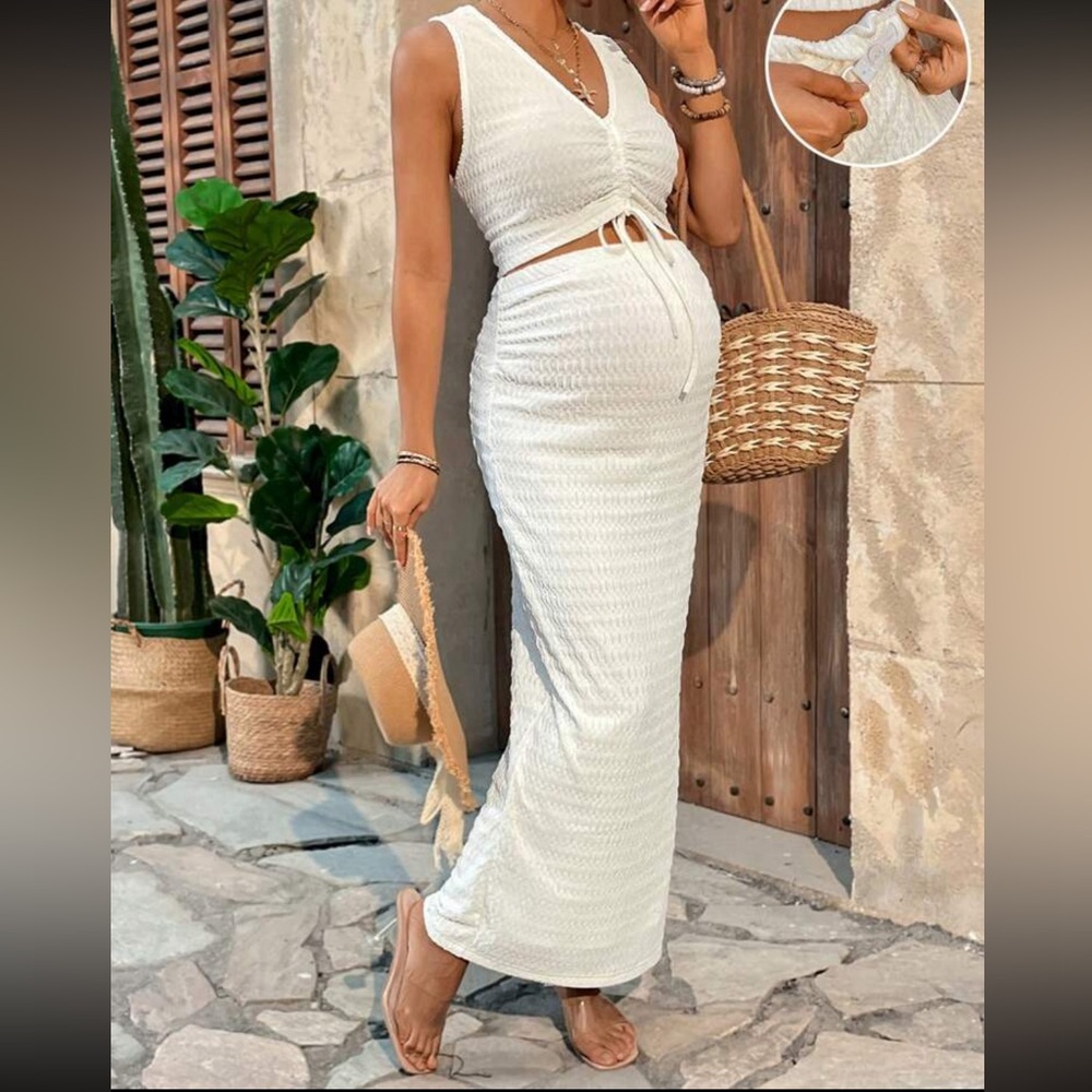 White maternity two piece set